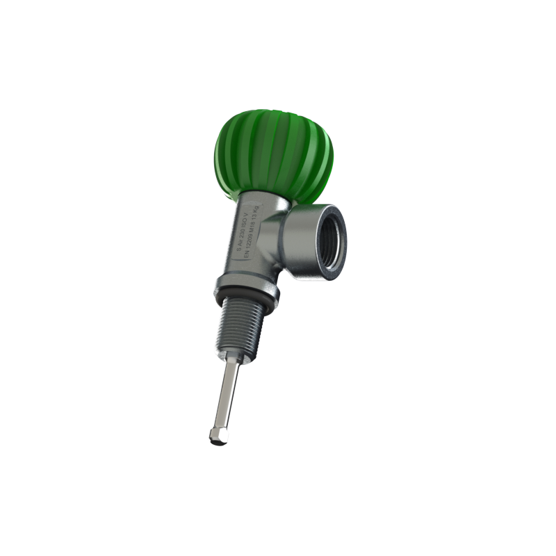 Nautec cylinder valve S, DIN G5/8 green, for 2L cylinders